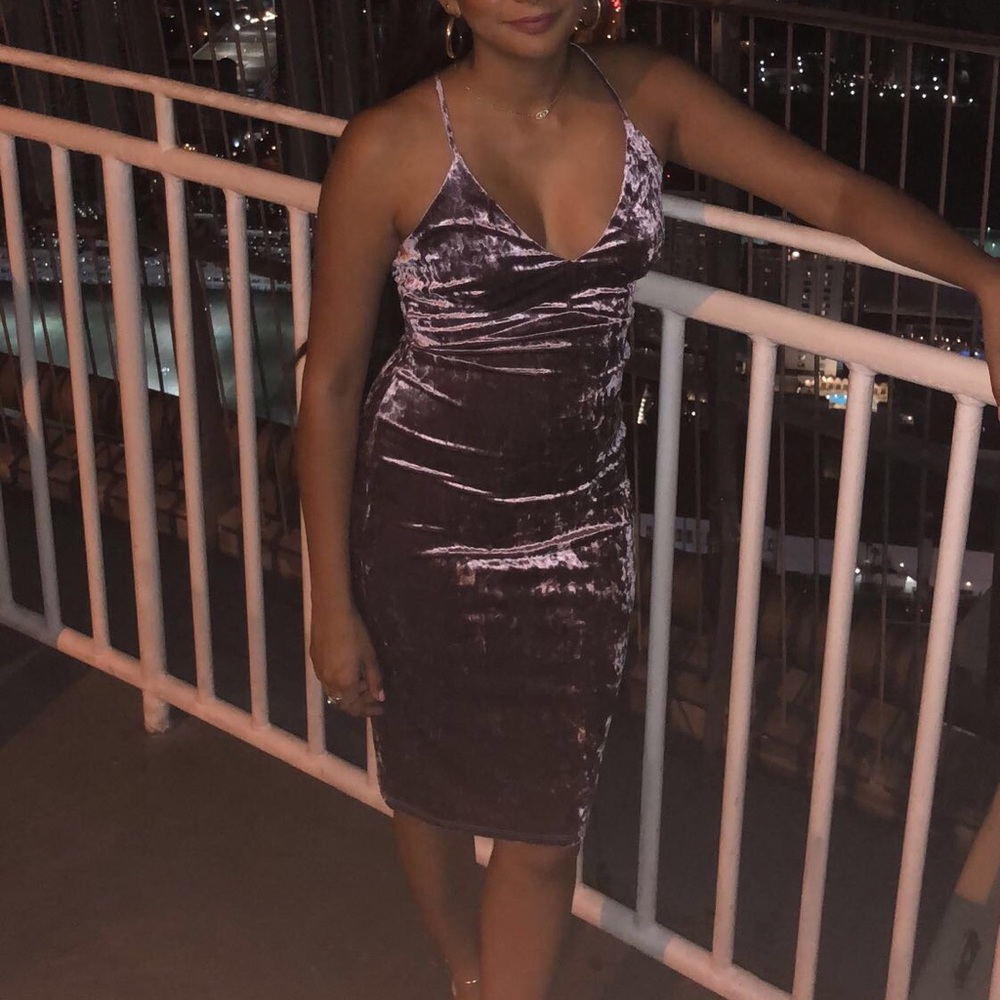 Purple crushed velvet dress